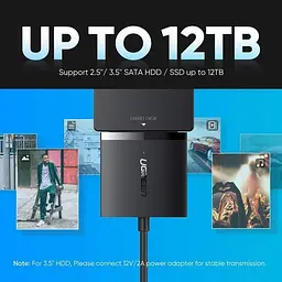 Адаптер Ugreen CM257 USB 3.0 A To 3.5''/2.5" SATA Adapter Cable Black (60561) - мініатюра 3