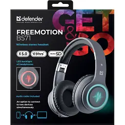 Гарнітура Defender FreeMotion B571 Bluetooth+35 мм LED Gray - мініатюра 4