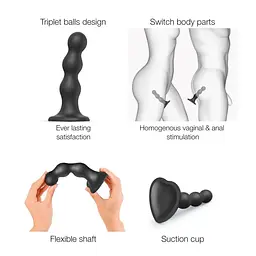 Насадка для страпону Strap-On-Me Dildo Plug Balls Black M - мініатюра 3