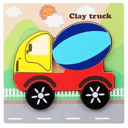 Дерев’яний пазл для дітей Бетономішалка Clay truck 15×15 см розвиваюча іграшка будівельна машина дитячий пазл сортер