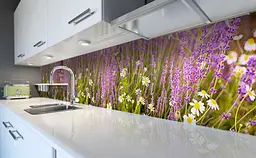 Вініловий кухонний фартух Польові квіти наклейка для кухні ПВХ ромашки лаванда Фіолетовий Happy Pocket Z181631 - мініатюра 6