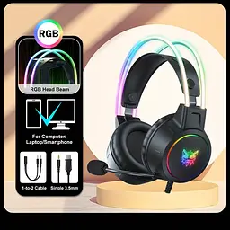Накладні ігрові навушники Onikuma X15 Pro дротові з гарнітурою та RGB-підсвіткою чорні - мініатюра 3