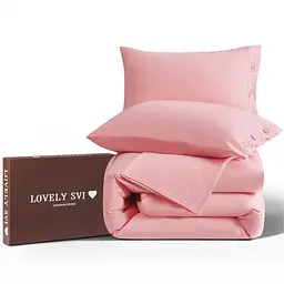 Комплект постільної білизни Lovely Svi варена бавовна (120 г/м2) Євро однотонний Рожевий (320326)