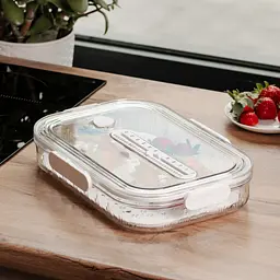 Контейнер для їжі пластиковий Yiwu HP-27-6 Білий 32.5х22.5х6 см з вентиляцією та індикатором дати, 1.5 л - мініатюра 2