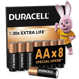 Батарейка Duracell AA лужні 8 шт. в упаковці (5000394006522 / 81417083 / 81480361)