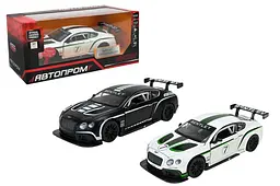 Іграшкова машинка гоночна Bentley Continental GT3 1:32 Автопром світлозвукові ефекти металева 68353, 2 кольори, коробка 18x9x8 см