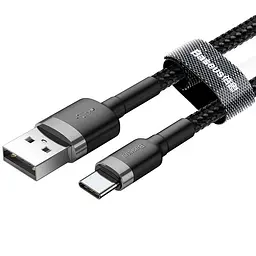 Кабель Baseus Cafule Cable USB to Type-C 2A 2m CATKLF-CG1 Black-Grey - мініатюра 4