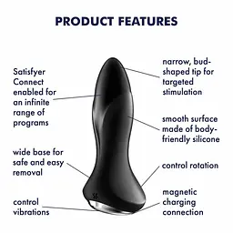 Анальна пробка Satisfyer Rotator Plug 1+ 12.8 см (чорний) - мініатюра 7