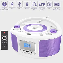 Дитячий портативний CD-плеєр WISCENT з Bluetooth, FM, USB та навушниками - мініатюра 6