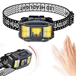 Акумуляторний налобний ліхтар Headlight HC-618S 5 режимів роботи сенсорне управління Пластик IPX6 Чорний - мініатюра 7