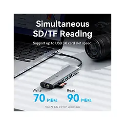 Концентратор Vention USB-C 7-in-1 USB-C PD + USB 3.2 + USB 3.0 + USB 2.0 + RJ45 + SD/TF + HDMI 0.15m (TGUHB) - мініатюра 5
