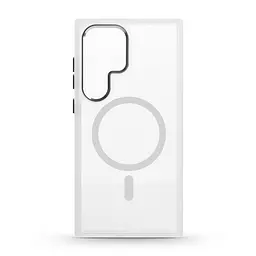 Чехол Samsung Galaxy S24 Ultra 5G (SM-S928), Unit MagSafe, белый, прозрачный, магсейф, противоударный, магнитный, панель-накладка с поддержкой MagSafe, с поддержкой беспроводной зарядки, TPU+PC, защита всего корпуса, ударопрочный