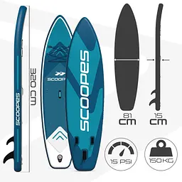 Надувна SUP-дошка 320 см, 150 кг, 2 в 1 із сидінням каяка, веслом-трансформером, рюкзаком та гермомішком - мініатюра 4