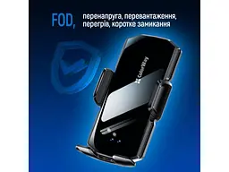 Автомобільний тримач для смартфона ColorWay FlameGrip Wireless Charger 15W Black (CW-CHAW070Q-BK) - мініатюра 12