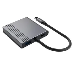 Хаб USB A-CM-COMBO3-04, Grey, Type-C 3.2 - 1xType-C 3.2 (85 Вт) / USB 3.2 / 2xHDMI 4K 30 Гц Gembird teh0027592 - мініатюра 3