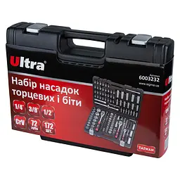 Набір насадок торцевих і біт Ultra 1/4", 3/8", 1/2" 172 шт CrV Taiwan (6003232) - мініатюра 6