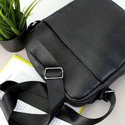 Сумка чоловіча чорна шкіряна Handycover S245 через плече - мініатюра 5