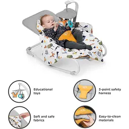 Шезлонг-гойдалка Kinderkraft Felio 2 Forest Yellow сірий з жовтим KBFELI20YEL0000 (00-00305173) - мініатюра 7