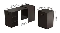 Стіл-тумба трансформер Смарт 1/1 Ferrum-decor 750x1450x500 ДСП Венге Магія 16 мм (FRD-106163) - мініатюра 3