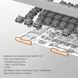 Клавіатура бездротова Ajazz AK870 V2 Maillard Switch White (AK870-V2-S-W) - мініатюра 12