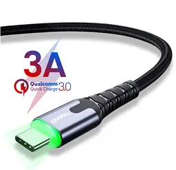 Зарядний кабель з підсвічуванням ESSAGER USB Type-C 3A 2метра - мініатюра 2