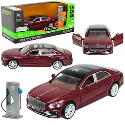 Колекційна металева модель автомобіля Автопром Bentley Flying Spur Hybrid із зарядною станцією, інерцією, світлом та звуком 1:38