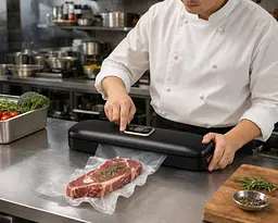 Кухонний вакуумний пакувальник AL-8002 Чорний/побутовий вакуумний пакувальник для харчових продуктів з дисплеєм / Вакууматор + комплект пакети 10 шт - мініатюра 2