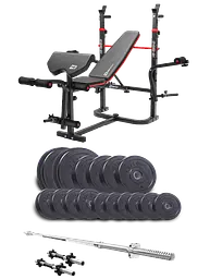 Набір Elitum Titan 68кг з лавою HS-1065HB Pro, штангою та гантелями