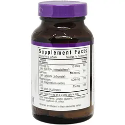 Кальцій, магній, цинк Bluebonnet Nutrition 60 желатинових капсул - мініатюра 2