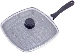 Сковорода-гриль Grill Pan зі скляною кришкою Kamille 28х28х4,5 см kuh0011142 - мініатюра 1