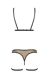 Еротичний комплект спідньої білизни Passion GABI Set L/XL beige трусики з гартерами - мініатюра 4