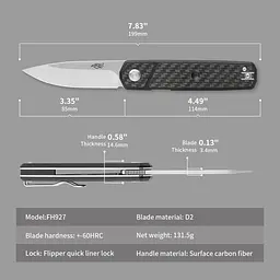 Нiж cкладний Firebird FH927-CF чорний карбон - мініатюра 6