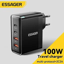 Зарядний пристрій Essager GaN2 Pro потужний QC PD 100W 20V 5A - мініатюра 2