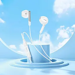 Дротові навушники Hoco M123 Glory універсальні earphones with microphone, 3.5mm, 1.2m, white - мініатюра 5