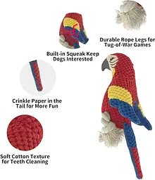М'яка іграшка для собак Fuzzy - Bird Dog Squeaky Toy з мотузками і пищалкою, червона - мініатюра 8