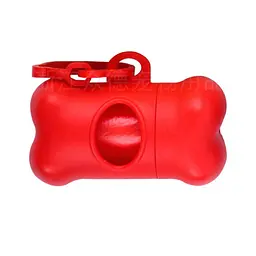 Диспенсер для пакетів Bone Shape Dog Poop Bag Dispenser червоний 8 х 4.5 х 4 см
