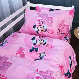 Простирадло Mirson на резинці Kids Time 17-0703 Hello Minnie 80х160 см бязь рожеве (2200010502824) - мініатюра 2