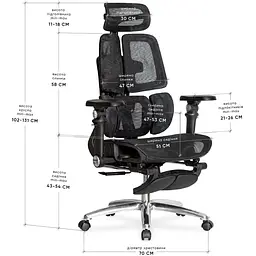 Крісло Mealux s3 air plus black (HF-S3MB) - мініатюра 2