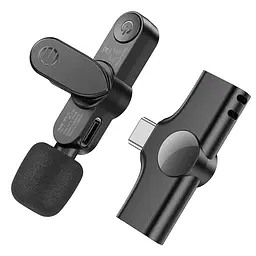 Петличний бездротовий мікрофон BFK12 Trophy Dual-mic Lightning/Type-C Black Borofone teh0029558 - мініатюра 3