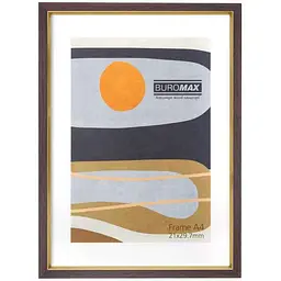 Рамка BUROMAX 21*29,7см А4, коричнева з золотом пластик