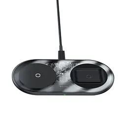 Зарядне бездротове подвійне BASEUS Simple 2in1 Wireless Charger Pro Edition For Phones + Pod (WXJK-C01) - мініатюра 6