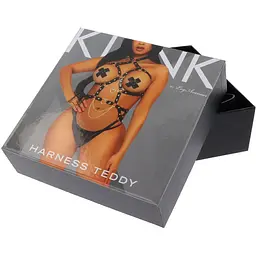 Портупея-тедді з екошкіри Leg Avenue Heart Ring harness teddy M Black, підвіска-сердечко, ланцюги - мініатюра 6