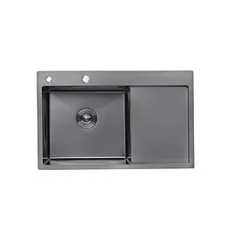 Кухонна мийка Kroner KRP Schwarze - 7849LHM PVD (3,0/1,0 мм) CV025278, Чорний