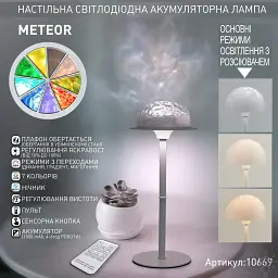 Настільна лампа світлодіодна ESLLSE METEOR RGB 120x295 мм сенсорна з акумулятором Білий - мініатюра 9