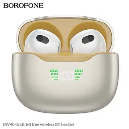 Навушники Borofone BW40 Gratified true wireless BT headset Champagne Gold - мініатюра 5