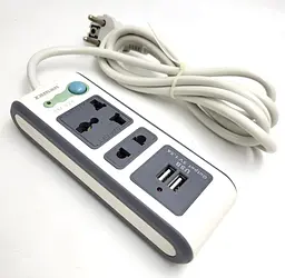 Подовжувач 3 метри на 2 універсальні розетки адаптера з вимикачем 10А 2 USB 1.5A UKC ZM-521 (3м) - мініатюра 1