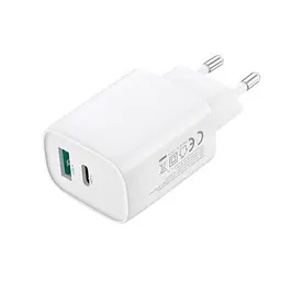 Мережевий зарядний пристрій XO CE30 30W 1USB-A+1USB-C fast charger Білий - мініатюра 2