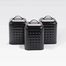Набір металевих ємностей Maestro MR-1676-3S-BLACK для чаю кави та цукру Комплект з трьох баночок 900мл