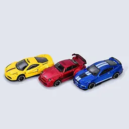 Набір машинок, YZ666-18, 3 шт., метал, 7 см, масштаб 1:64 (В асортименті)