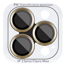 Захисне скло Metal Classic на камеру (у упак.) для Apple iPhone 16 Pro (6.3) / 16 Pro Max (6.9) Золотий / Gold